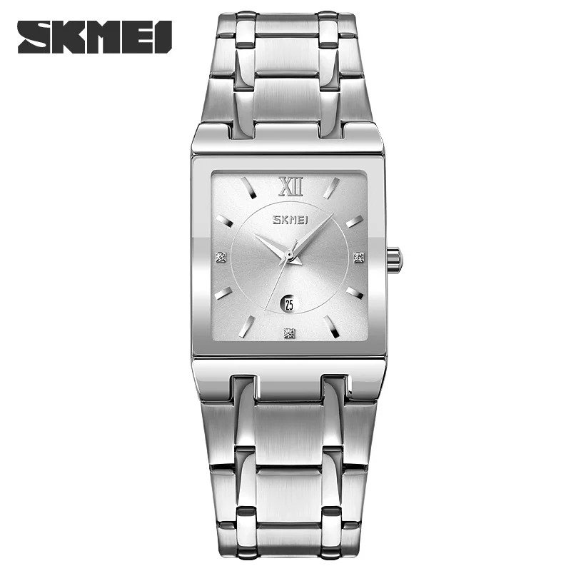 9263 (12) SKMEI - 9263  - Luxury Square Dial Stainless Steel Watch - silver/silver - Image 1