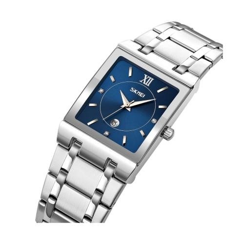 9263 (14) SKMEI - 9263  - Luxury Square Dial Stainless Steel Watch - silver/blue - Image 2