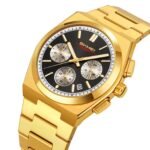 SKMEI - 9371 - Luxury Business Waterproof Luminous Date Stainless Steel - Gold/Black