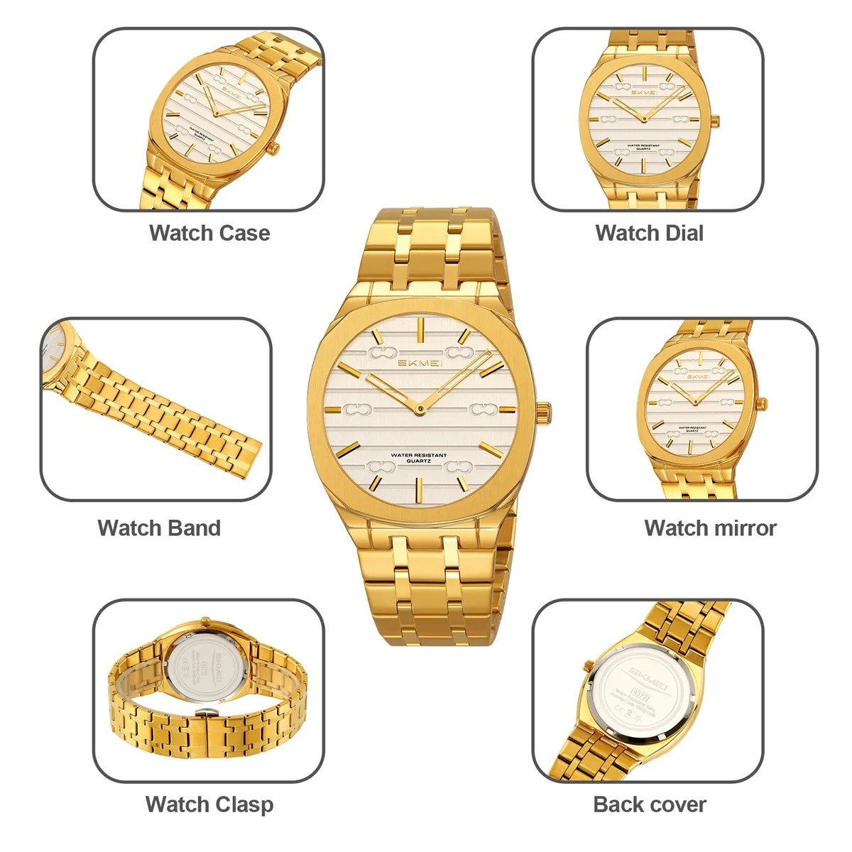 9372 (10) SKMEI - 9372 - High Quality Luxury Watch - Gold/Silver - Image 3