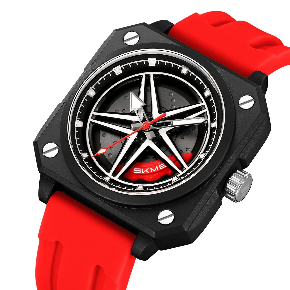 WhatsApp Image 2025-10-16 at 11.40.39 PM (5) SKMEI - 2362 - Trendy Wheel Spinner Quartz Silicon Strap  - Red - Image 1